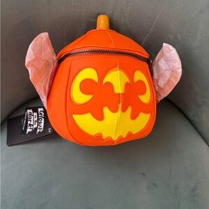 Loungefly lilo and stitch pumpkin shoulder bag with glow in the dark face New